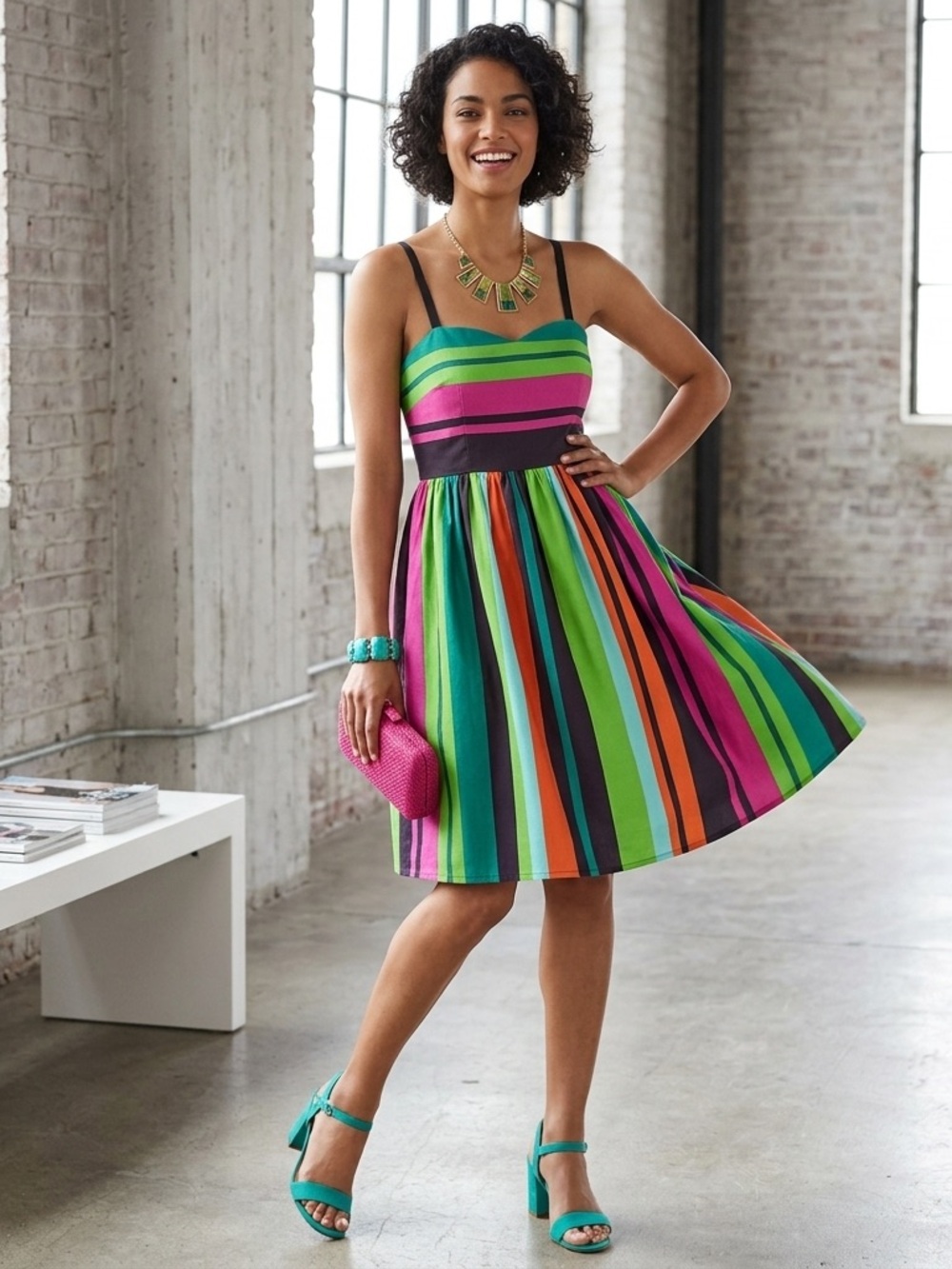 NWT Bob Mackie Vintage Striped Fit & Flare Sundress - Size 12 - $139 MSRP
